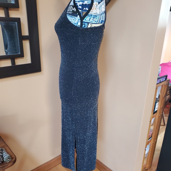 BLACK SHIMMERY Y2K EVENING DRESS! - Picture 6 of 15